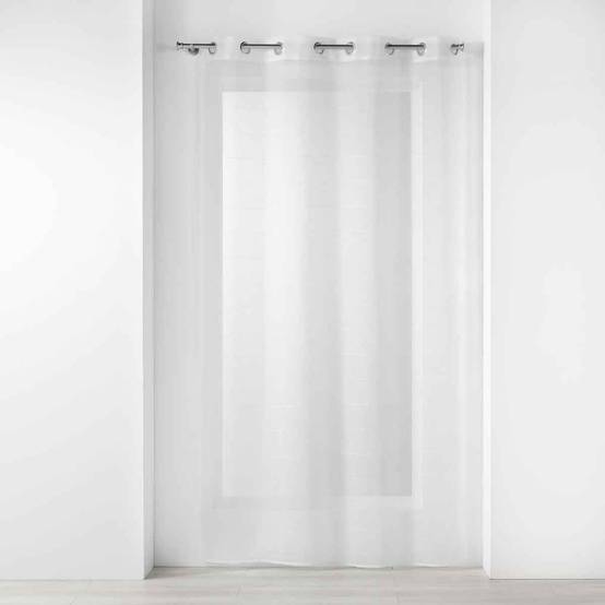 Rideau Voilage à Œillets "Ninon" 140x240cm Blanc - Image 1