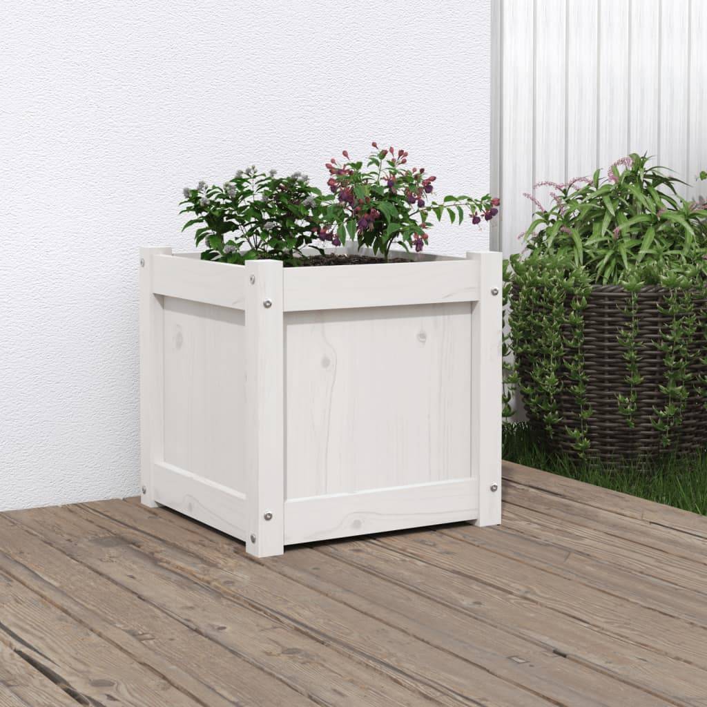 Maison Chic - Jardinière - Pot De Fleurs - Bac à Fleurs blanc 40x40x40 cm bois de pin massif - Image 2