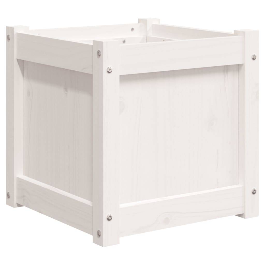 Maison Chic - Jardinière - Pot De Fleurs - Bac à Fleurs blanc 40x40x40 cm bois de pin massif - Image 1