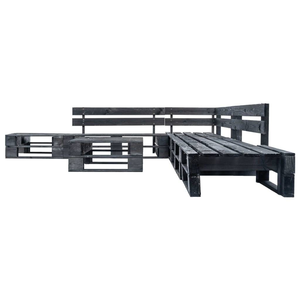 ComfortXL - Grand Salon de Jardin Palette en Bois Modulable 6 Pièces pour Terrasse Noir – ComfortXL Outdoor Living - Image 2