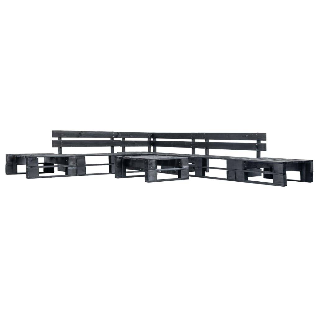 ComfortXL - Grand Salon de Jardin Palette en Bois Modulable 6 Pièces pour Terrasse Noir – ComfortXL Outdoor Living - Image 1