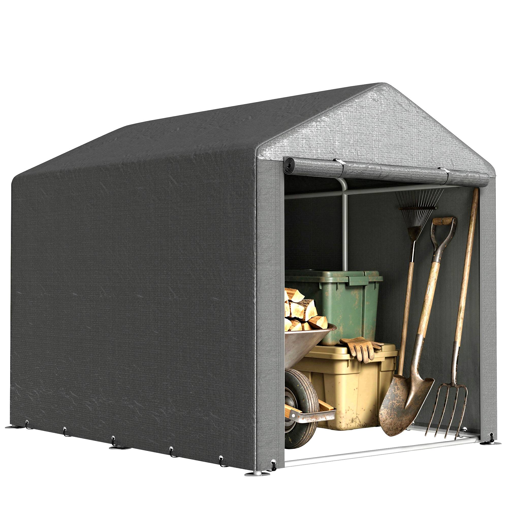 Sans Marque - Abri jardin tente garage vélos motos housse anti-UV 1,6x2 m gris foncé - Image 1