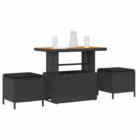 Ensemble de salle à manger pour jardin | Mobilier d'extérieur Noir polyrotin Maison Chic - Image 3