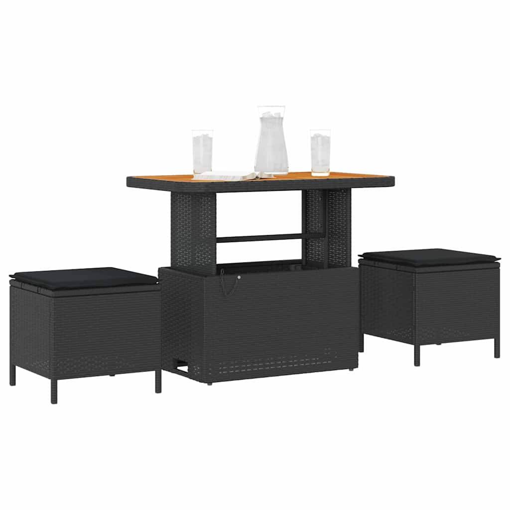 Ensemble de salle à manger pour jardin | Mobilier d'extérieur Noir polyrotin Maison Chic - Image 3
