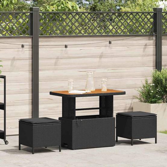 Ensemble de salle à manger pour jardin | Mobilier d'extérieur Noir polyrotin Maison Chic - Image 2