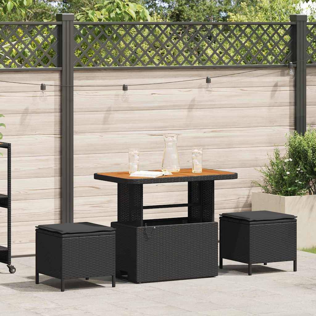 Ensemble de salle à manger pour jardin | Mobilier d'extérieur Noir polyrotin Maison Chic - Image 2