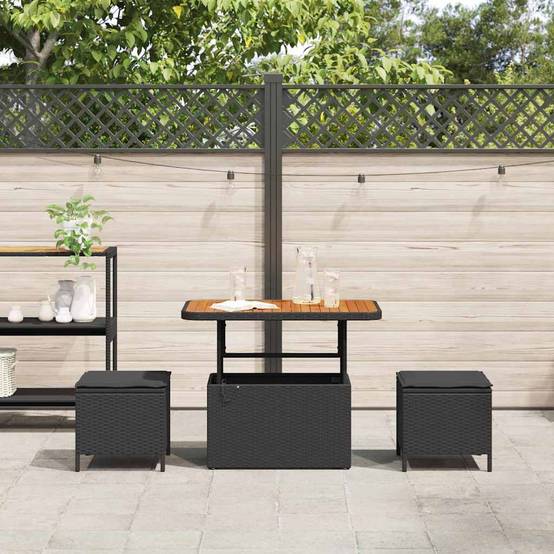 Ensemble de salle à manger pour jardin | Mobilier d'extérieur Noir polyrotin Maison Chic - Image 4