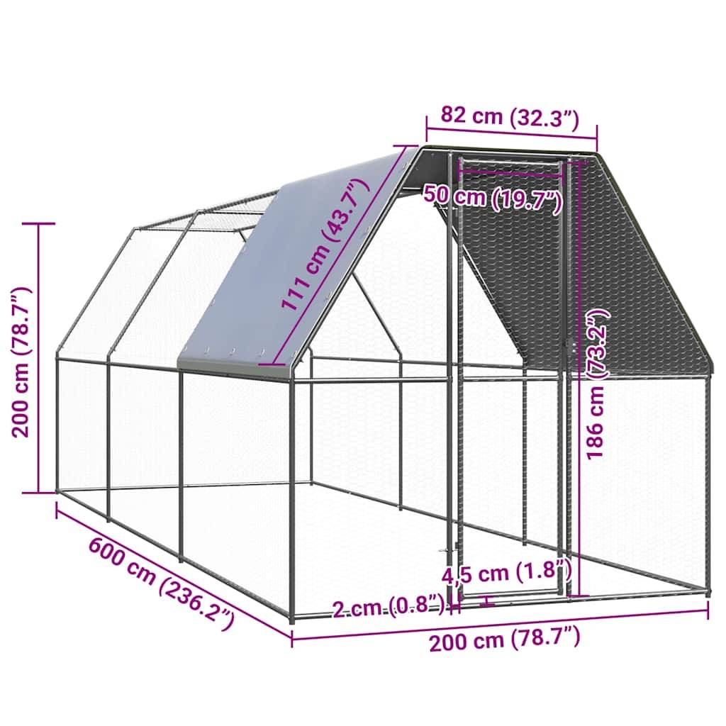 Vidaxl - Poulailler d'extérieur 2x6x2 m Acier galvanisé vidaXL 3089320 - Image 6