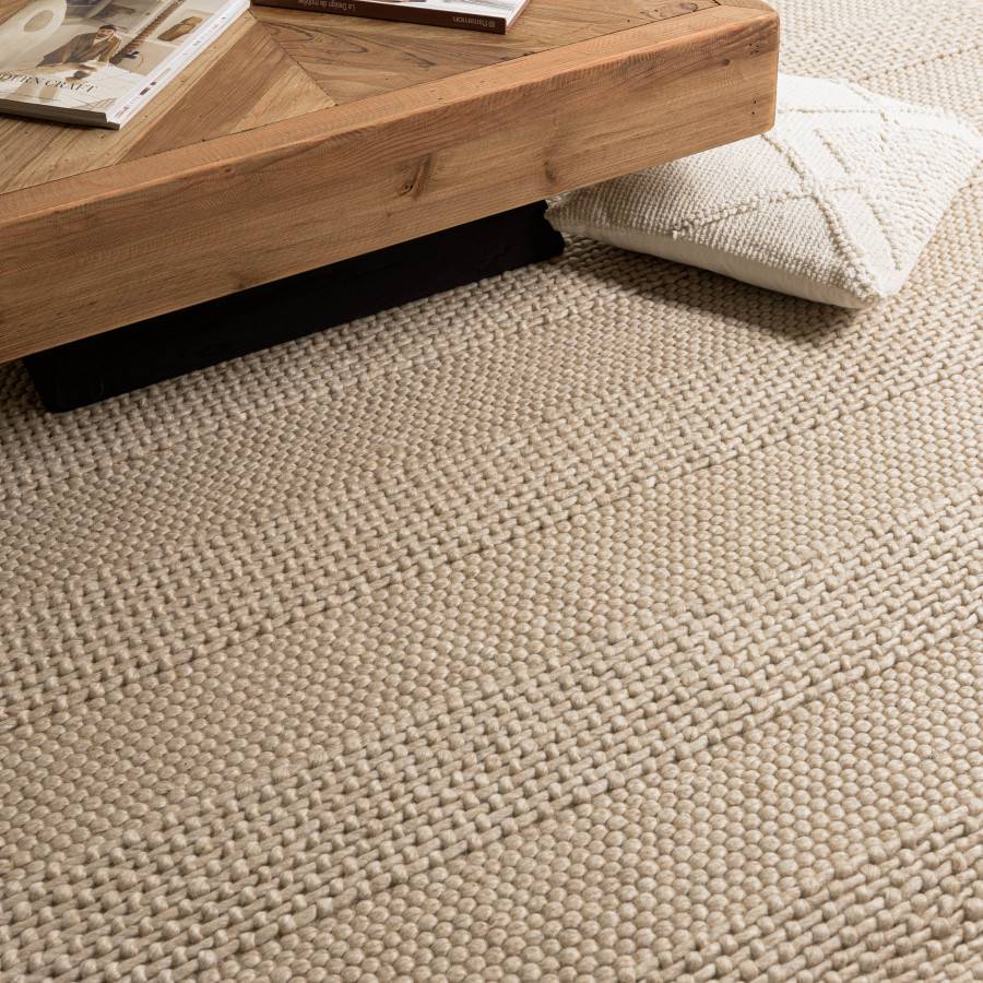 QUENTIN - Tapis rectangulaire 160x230cm en laine tissée couleur lin - Image 3
