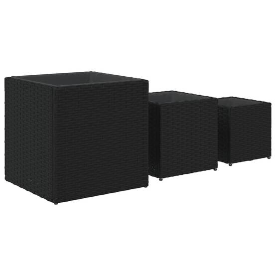 Ensemble de 3 pcs Jardinières - Bacs à fleurs - Pots de fleurs noir résine tressée - Image 7