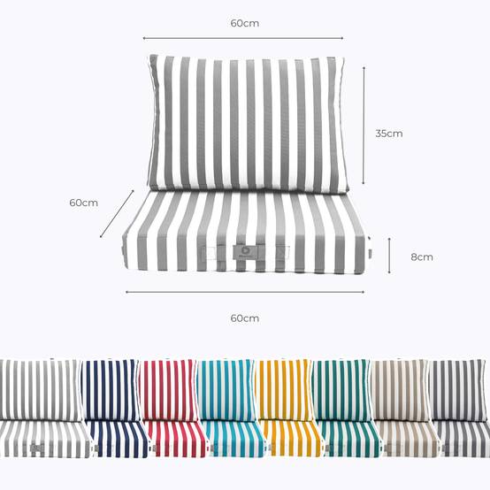 Coussins pour salon de jardin déhoussable 60x60cm Rayure beige - Déco arts - Image 5