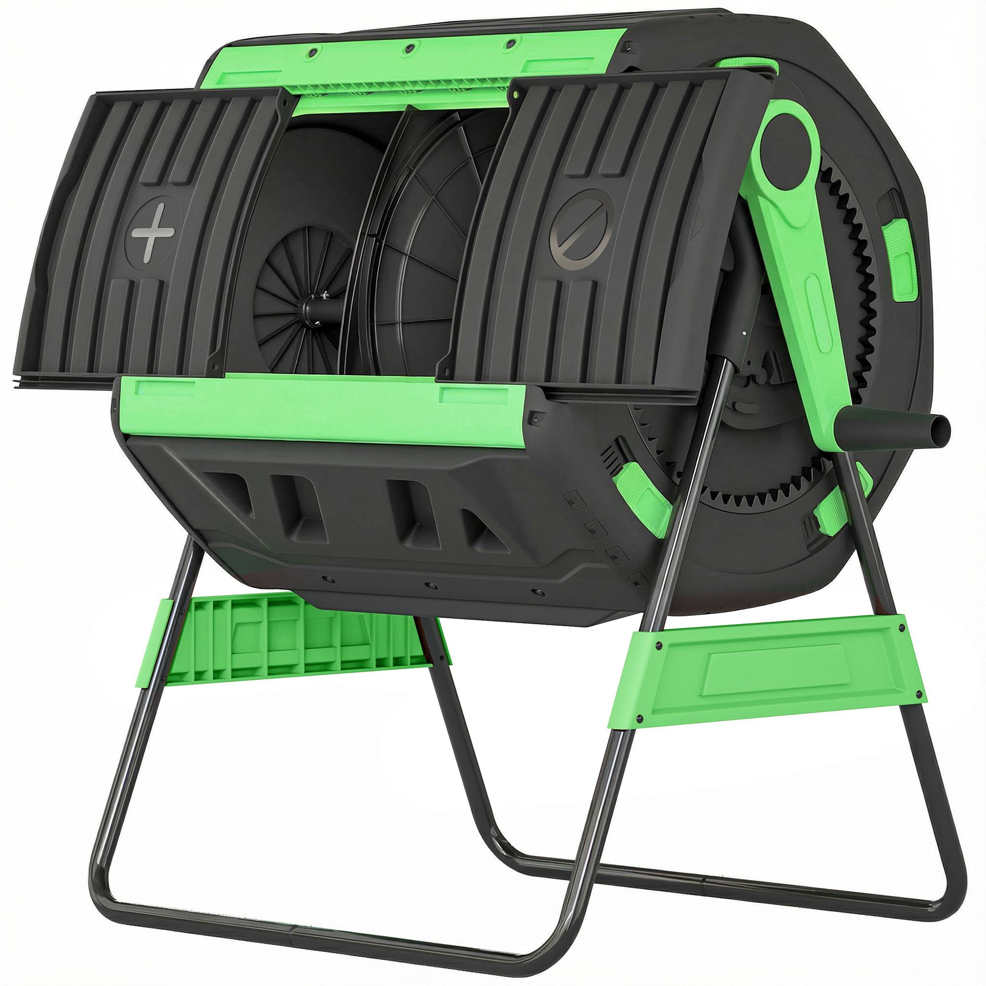 ComfortXL - Composteur rotatif PP 200 L vert double chambre pour jardin aération réglable - ComfortXL Outdoor Living - Image 2