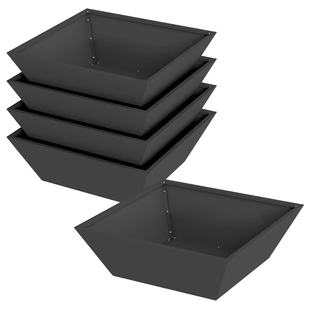 Maison Chic - Cache-pot de jardin 5 pcs | Bac à fleurs Noir 50 x 50 x 15 cm - Image 1
