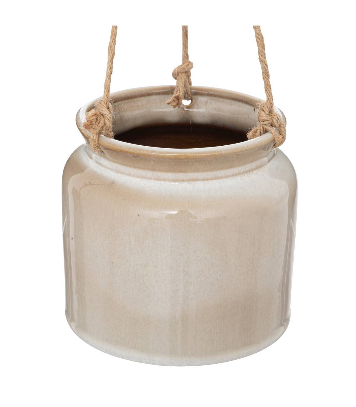 Pot  suspendu en Céramique émaillée Beige D 14 x H 13 cm - Image 2