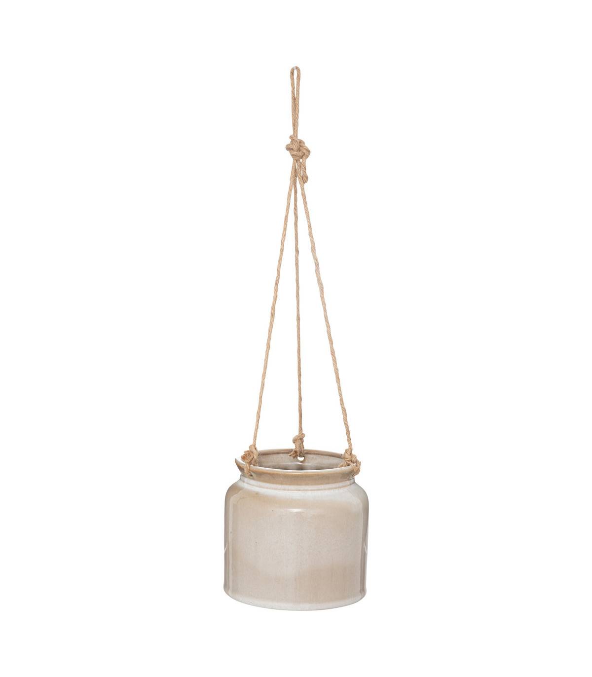 Pot  suspendu en Céramique émaillée Beige D 14 x H 13 cm - Image 1