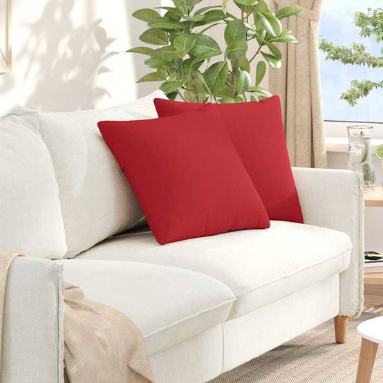 Paire de Coussins Carrés Tissu Doux pour Décoration Salon Chambre Housse Lavable Rouge 50x50 cm – ComfortXL Outdoor Living - Image 1