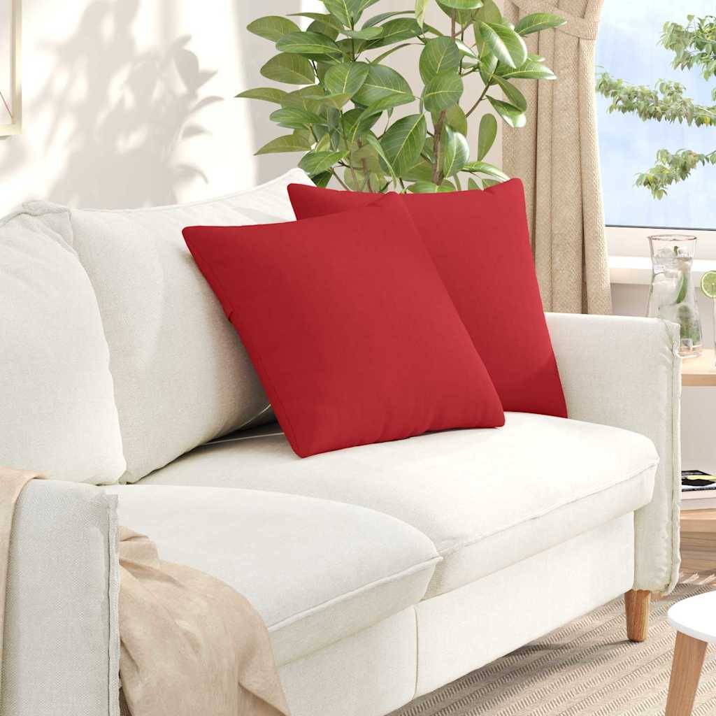 Paire de Coussins Carrés Tissu Doux pour Décoration Salon Chambre Housse Lavable Rouge 50x50 cm – ComfortXL Outdoor Living - Image 1