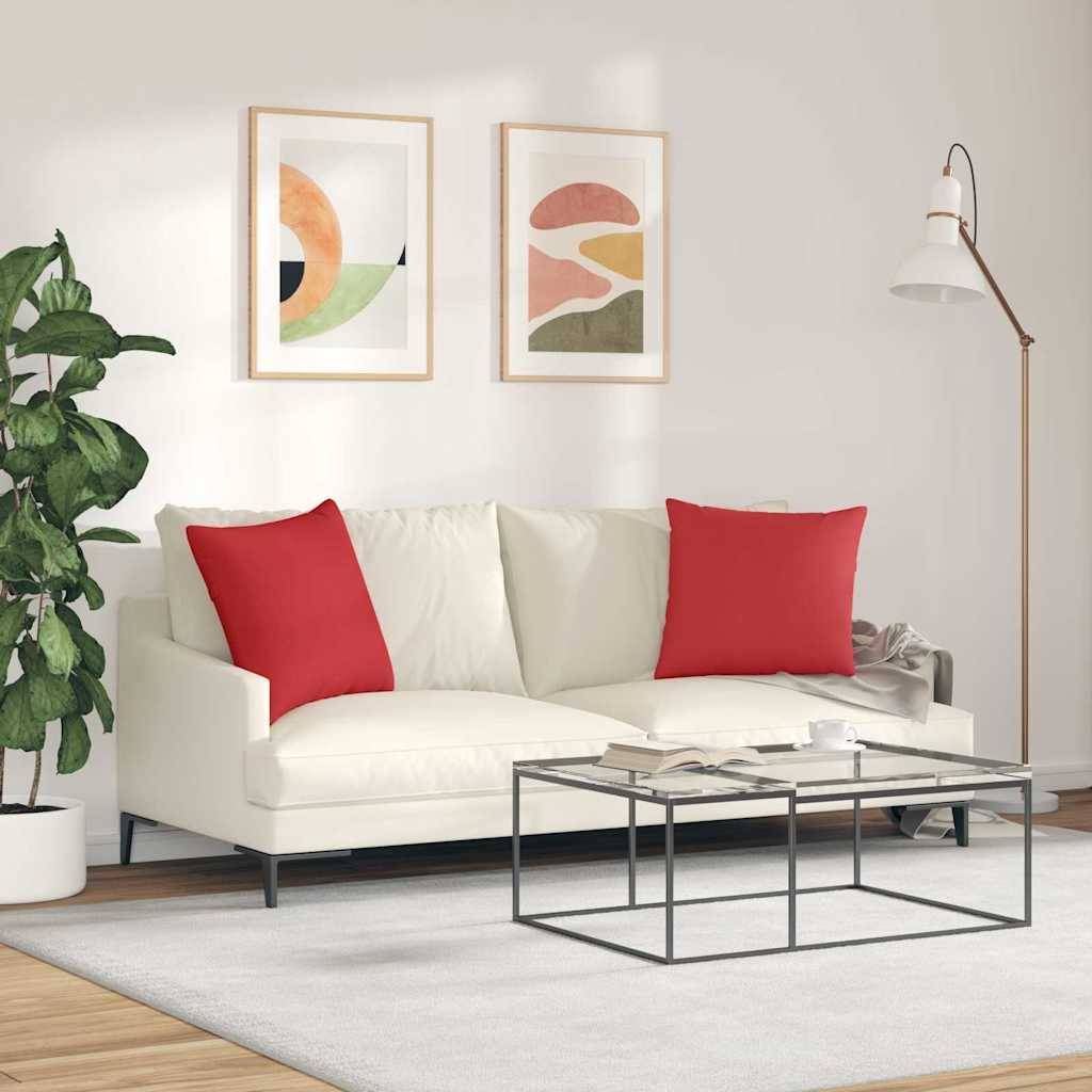 Paire de Coussins Carrés Tissu Doux pour Décoration Salon Chambre Housse Lavable Rouge 50x50 cm – ComfortXL Outdoor Living - Image 4