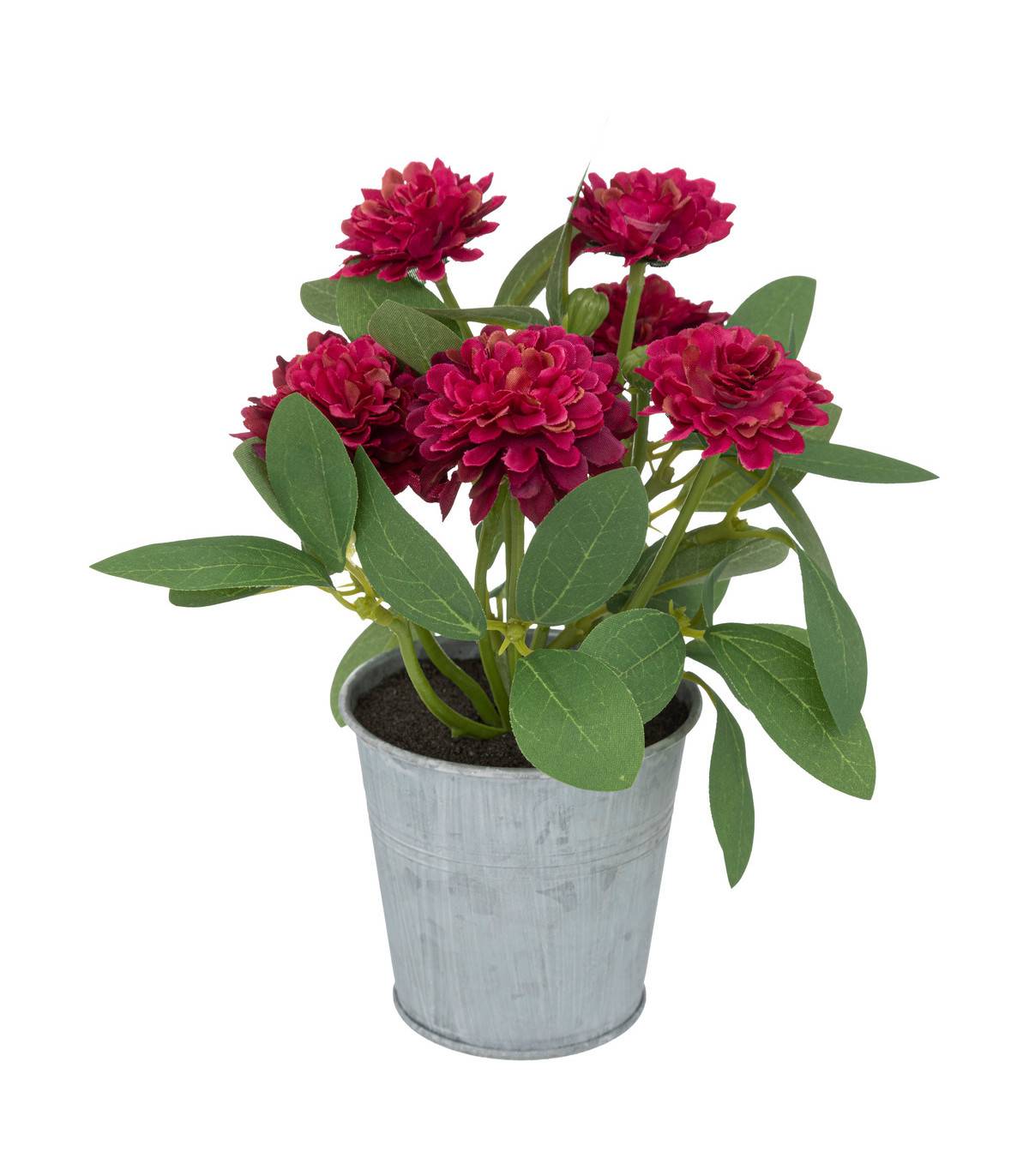 Fleurs artificielles dans un pot en zinc D 15 x H 19 cm - Image 1