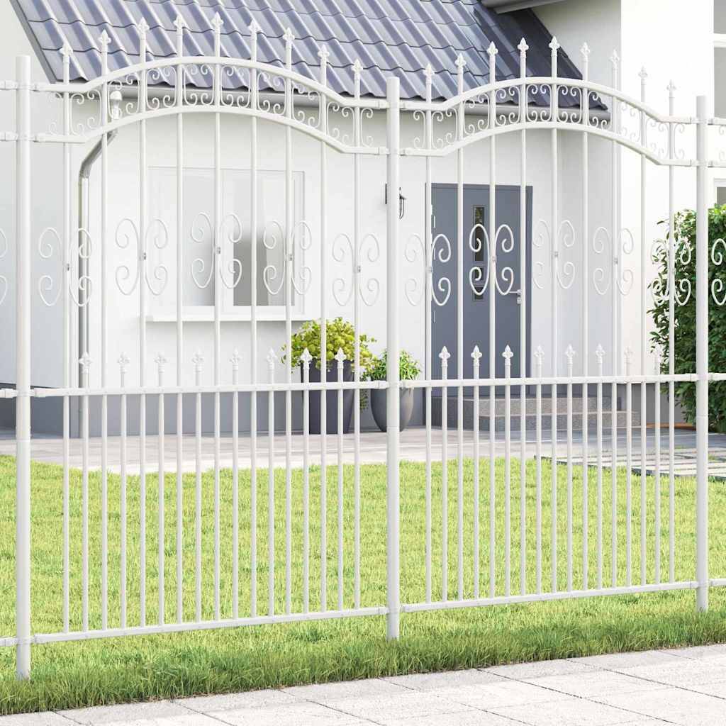 Maison Chic - Clôture de jardin - Panneau de clôture - Palissade Blanc 215 cm Acier peint par poudre g478 - Image 2