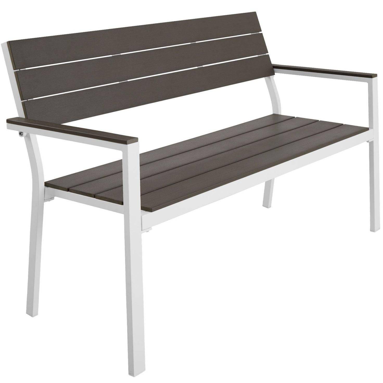 Helloshop26 - Banc de jardin pour 2 personnes utilisation en extérieur aluminium 129 cm gris blanc - Image 1