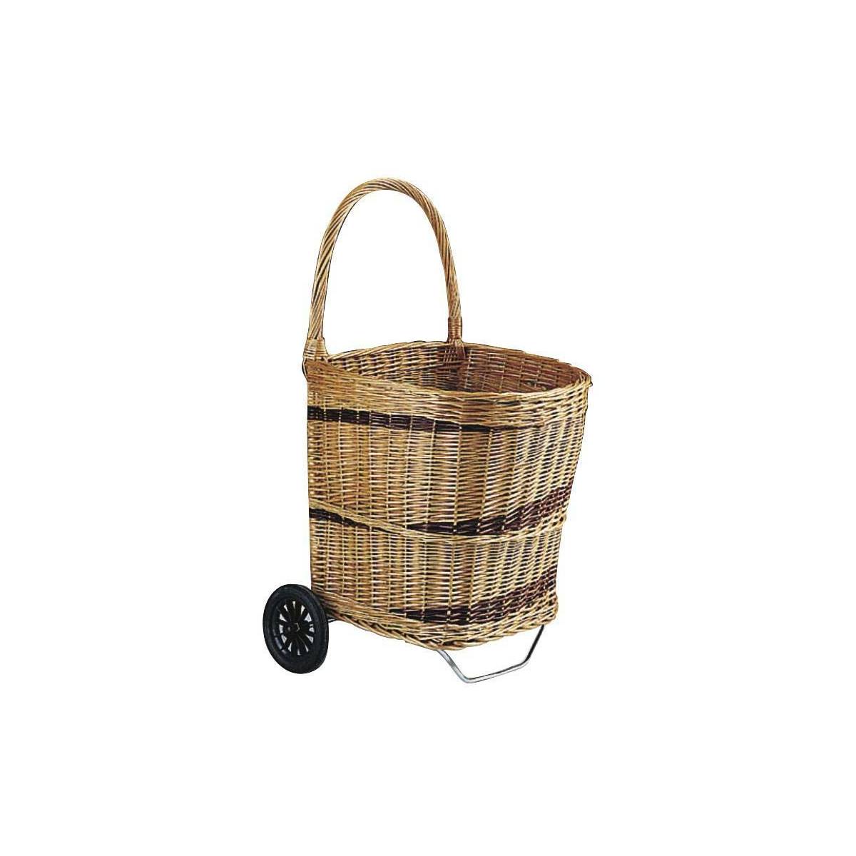 Aubry Gaspard - Chariot à bûches en osier sur roulettes 1 - Image 1