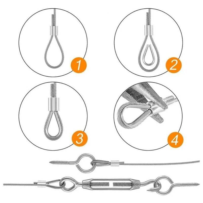 Corde en acier inoxydable, corde suspendue en acier inoxydable, corde à linge extérieure, câble métallique extérieur (15M)-Lytech - Image 5
