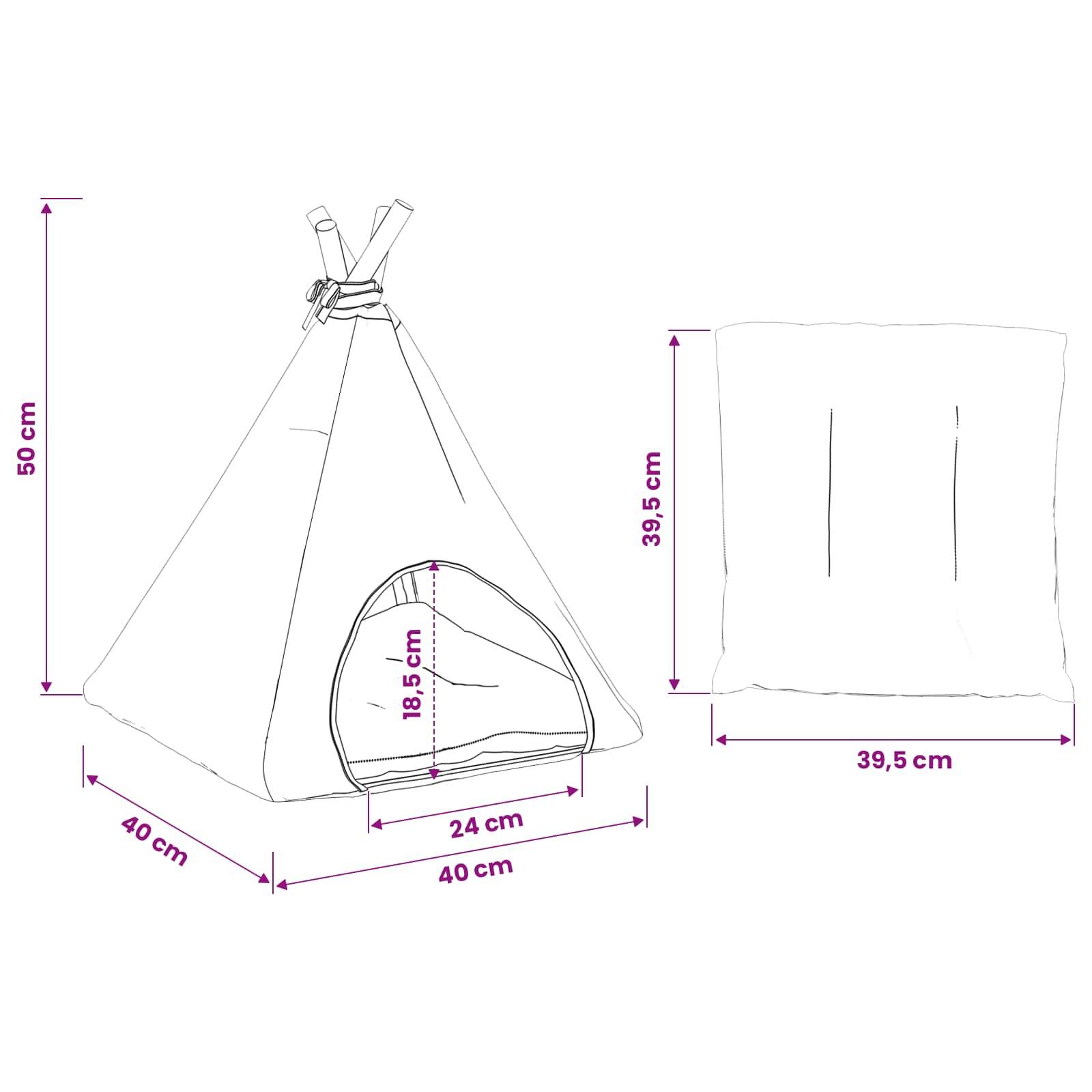 Vidaxl - Teepee pour animaux de compagnie avec coussin 40 x 40 x 50 cm vidaXL 42020255 - Image 3