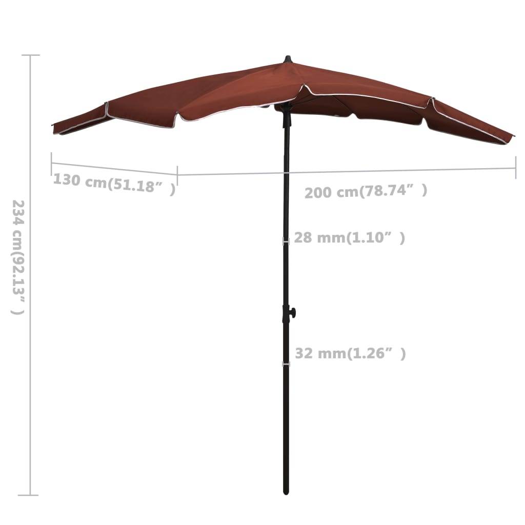 Parasol de jardin | Parasol d'extérieur avec mât 200x130 cm terre cuite Maison Chic - Image 6