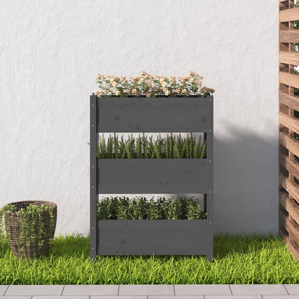 Vidaxl - Jardinière-Pot de fleur-Bac à fleurs Gris 77x25x104,5 cm Bois massif de pin - Image 3