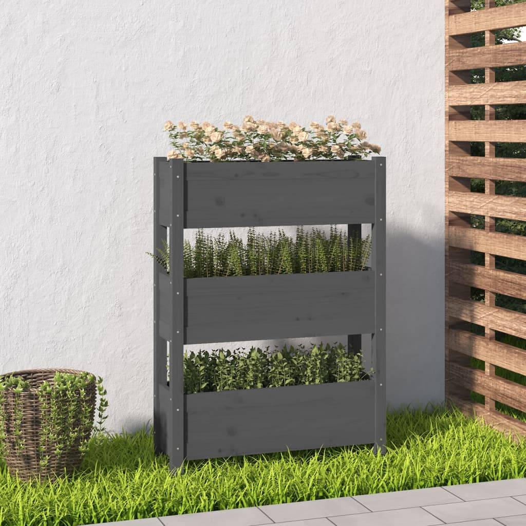 Vidaxl - Jardinière-Pot de fleur-Bac à fleurs Gris 77x25x104,5 cm Bois massif de pin - Image 1