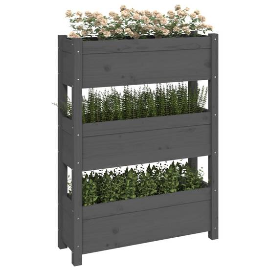 Vidaxl - Jardinière-Pot de fleur-Bac à fleurs Gris 77x25x104,5 cm Bois massif de pin - Image 7