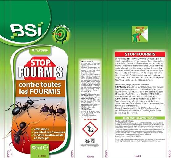 BSI - BSI - Anti-Fourmis - Stop Fourmis - Spray - Insectes Rampants - Efficace En Intérieur Et Extérieur - 800 ml - Image 2
