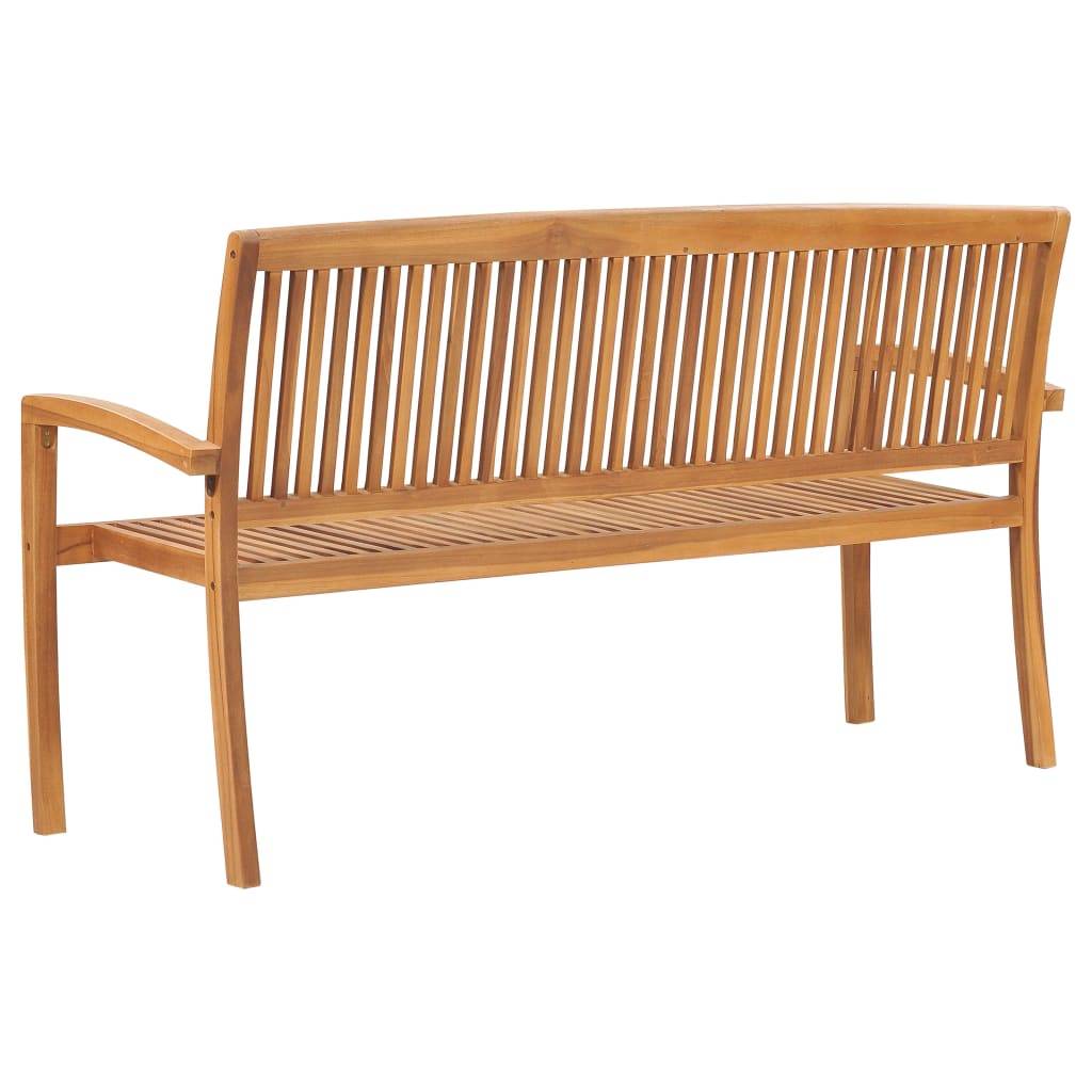 Helloshop26 - Banc de jardin meuble de patio d'extérieur terrasse empilable et coussin 159 cm bois de teck massif - Image 8