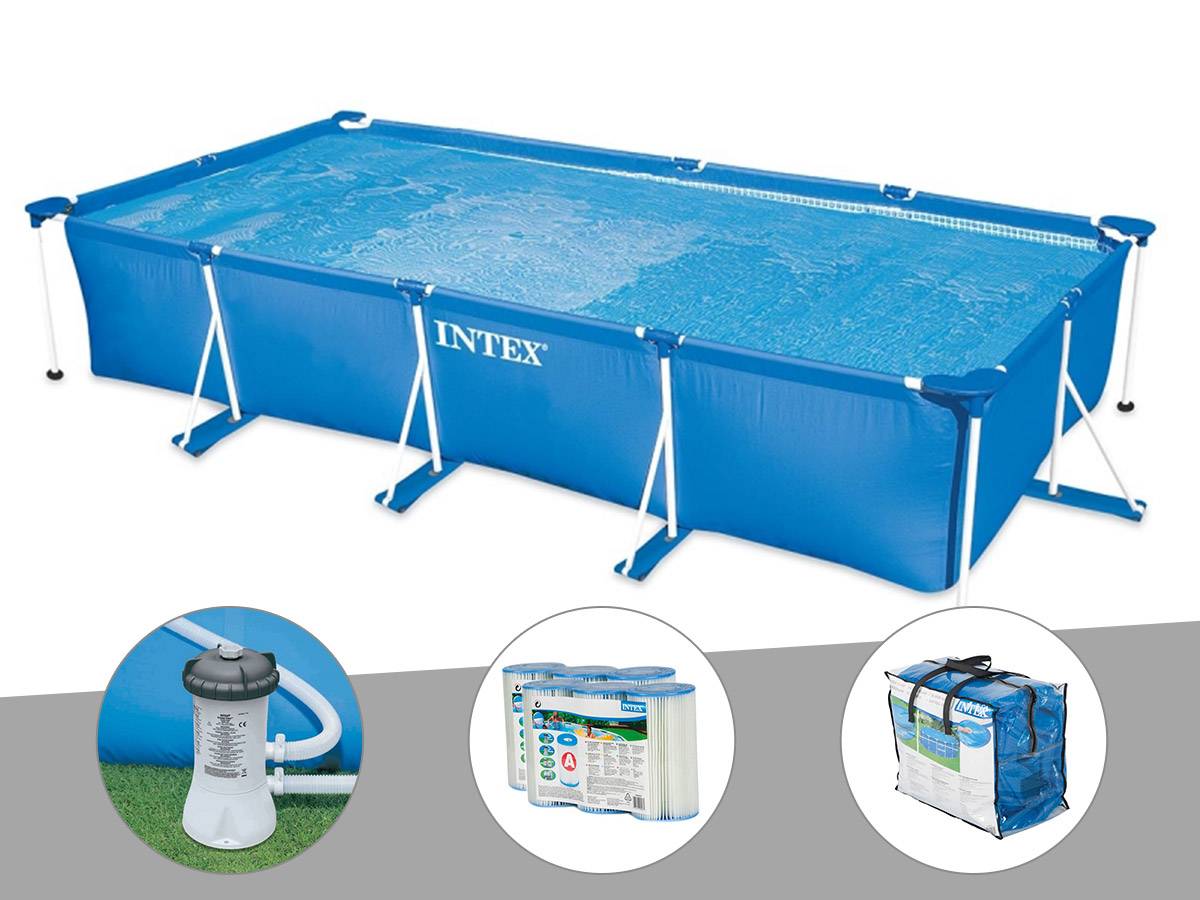 Kit piscine tubulaire rectangulaire Intex 4,50 x 2,20 x 0,84 m + Filtration à cartouche + 6 cartouches de filtration + Bâche à bulles - Image 2