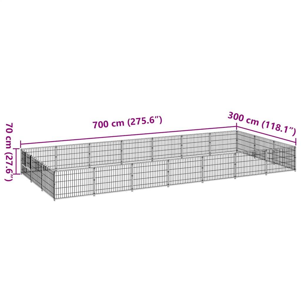 Vidaxl - Chenil Noir 21 m² Acier vidaXL 3082131 - Image 3