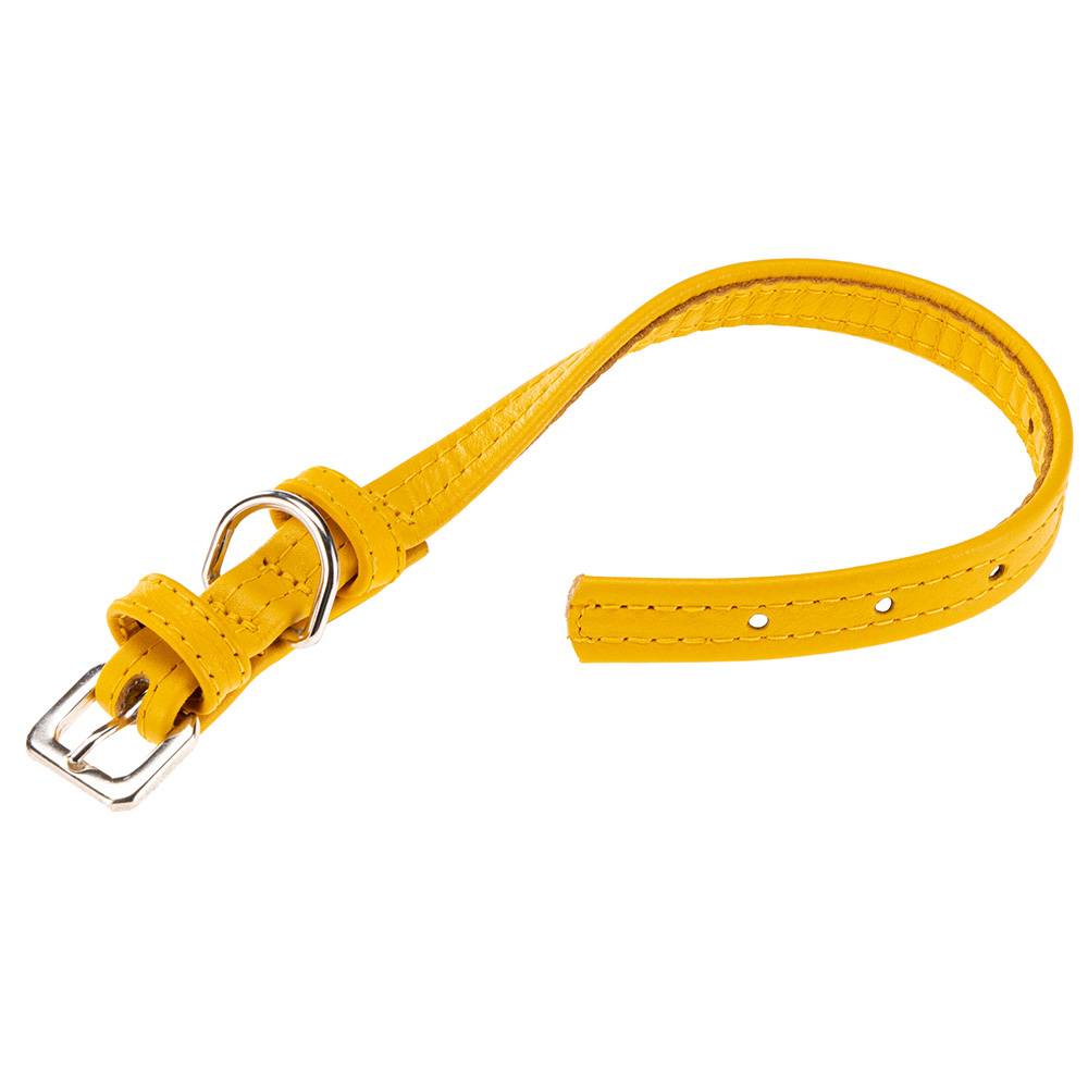 Ferplast - Collier pour Chiens VOGUE CF15/29, Cuir Véritable, Réglable, Boucle en Métal, Jaune - Image 1