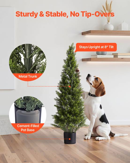 VEVOR Arbre Topiaire Artificiel en Cèdre Faux Pin Plante Déco Lot de 2 1219 mm - Image 6
