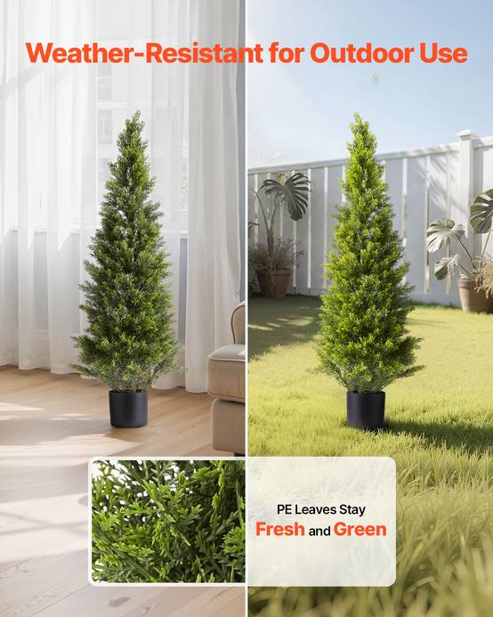 VEVOR Arbre Topiaire Artificiel en Cèdre Faux Pin Plante Déco Lot de 2 1219 mm - Image 3