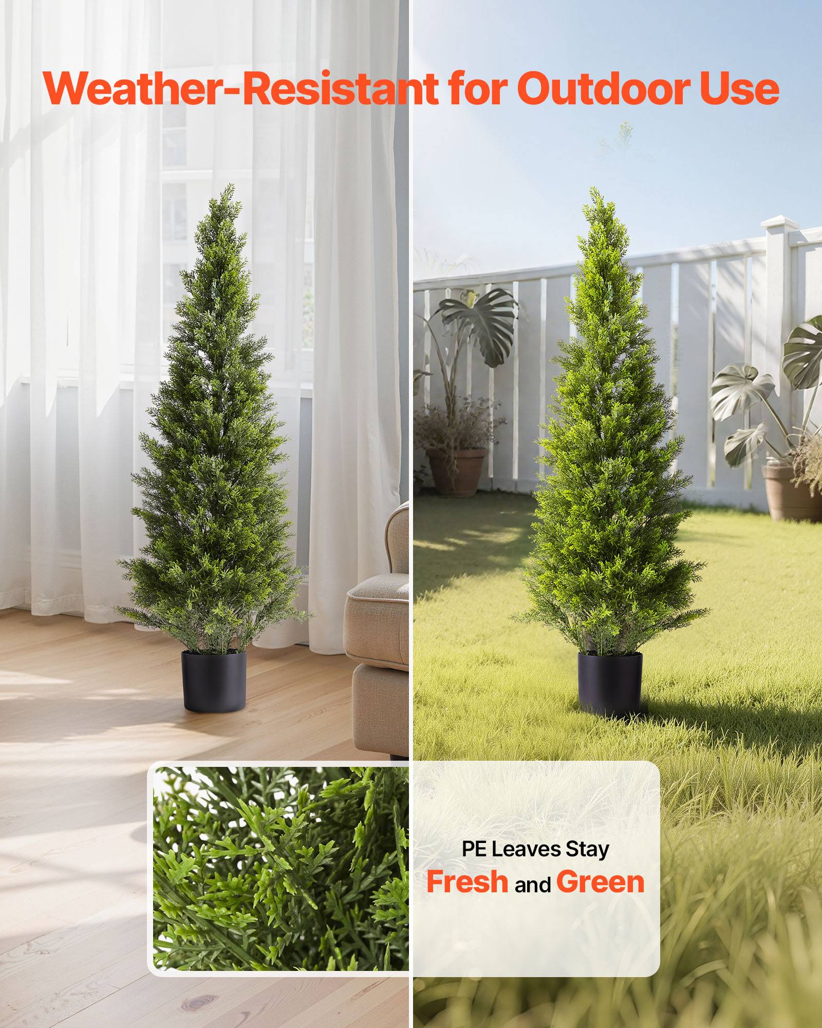 VEVOR Arbre Topiaire Artificiel en Cèdre Faux Pin Plante Déco Lot de 2 1219 mm - Image 3