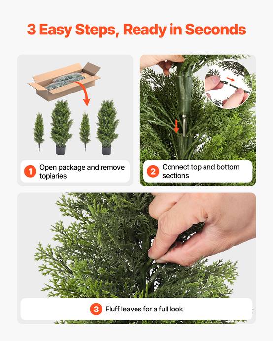 VEVOR Arbre Topiaire Artificiel en Cèdre Faux Pin Plante Déco Lot de 2 1219 mm - Image 4
