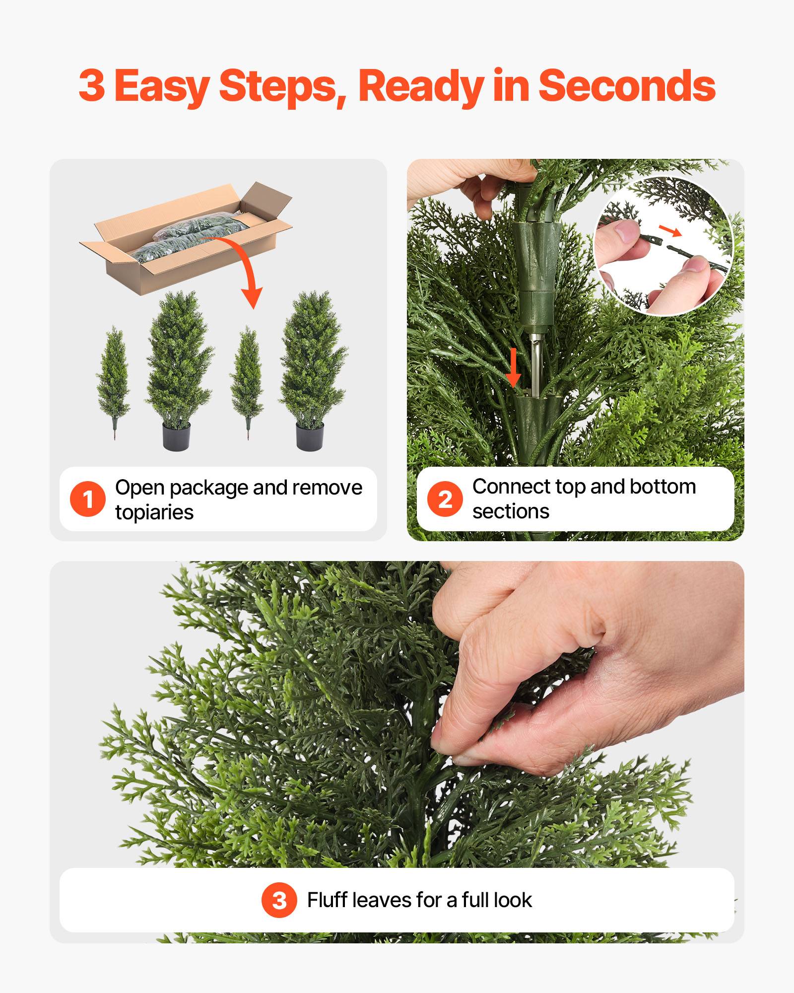 VEVOR Arbre Topiaire Artificiel en Cèdre Faux Pin Plante Déco Lot de 2 1219 mm - Image 4