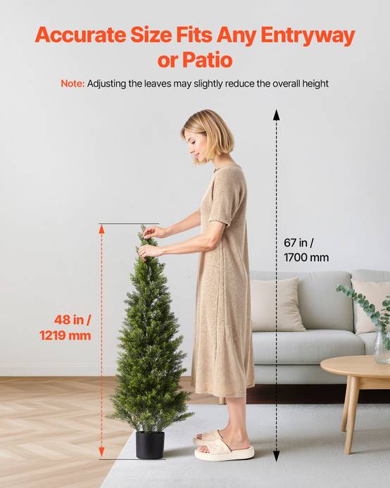 VEVOR Arbre Topiaire Artificiel en Cèdre Faux Pin Plante Déco Lot de 2 1219 mm - Image 5
