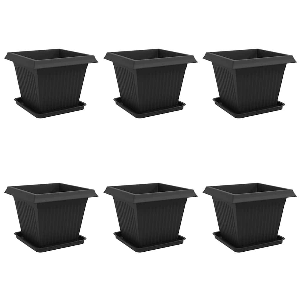 Vidaxl - Pots de plantes 6 pc Noir Plastique vidaXL 3403303 - Image 2