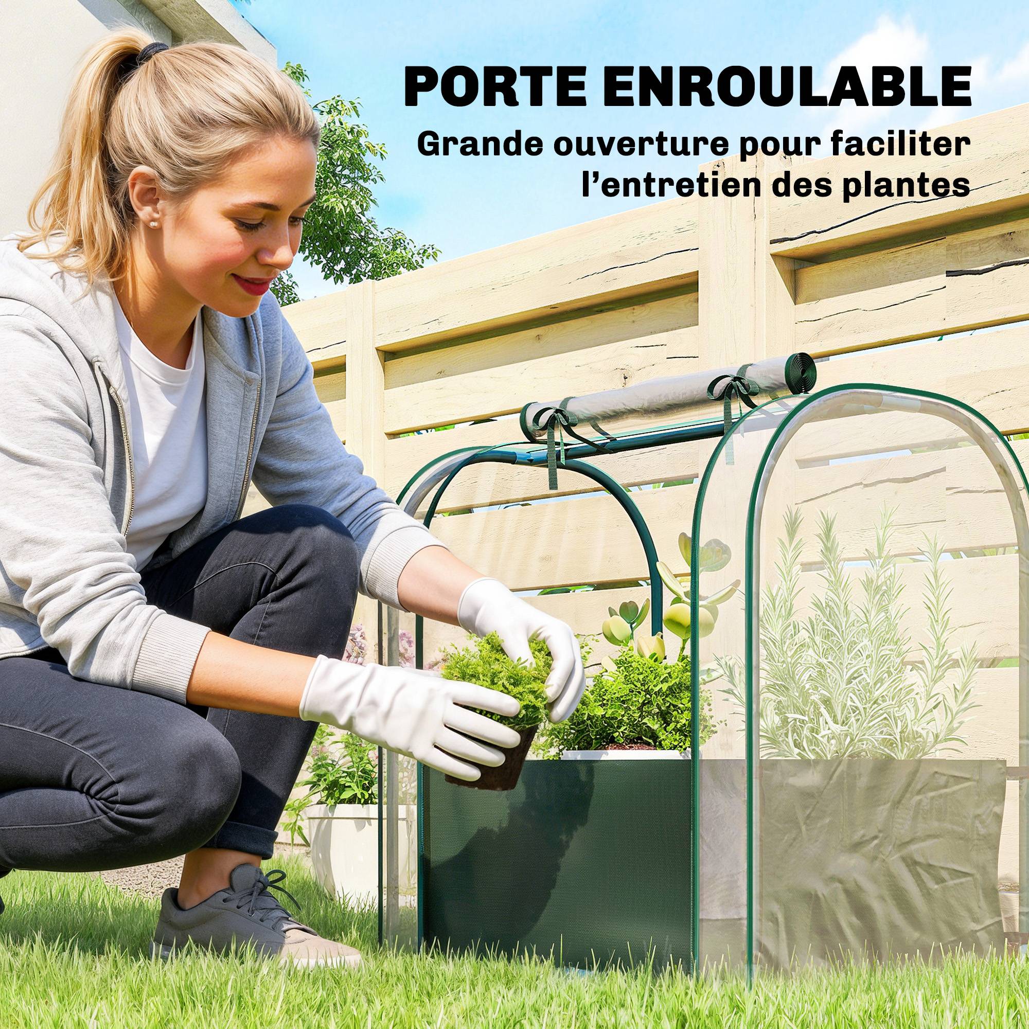 Maison Chic - Mini Serre avec Sac de Plantation, Serre Portable avec porte enroulable, 68x50x70 cm, Vert Foncé - Image 6
