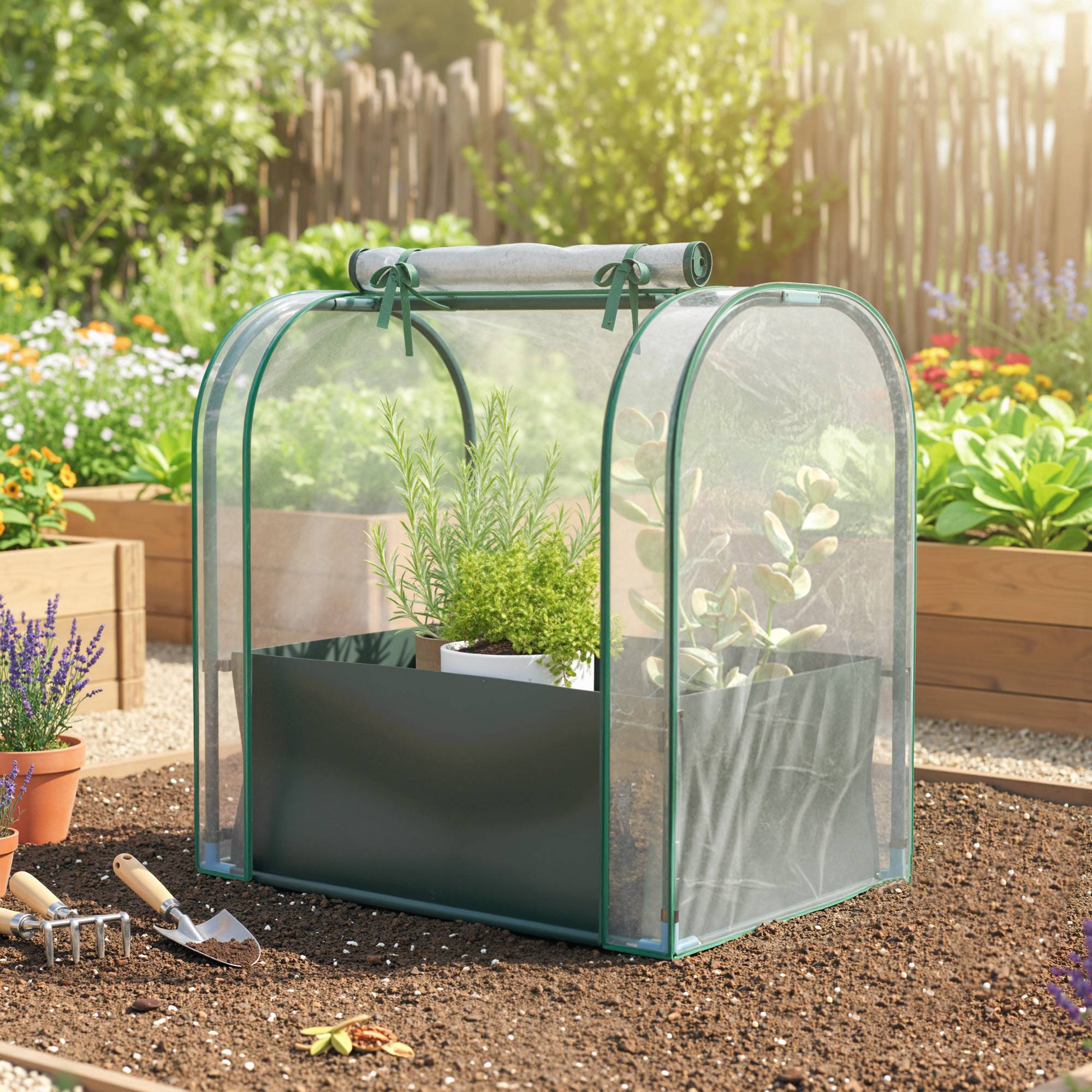Maison Chic - Mini Serre avec Sac de Plantation, Serre Portable avec porte enroulable, 68x50x70 cm, Vert Foncé - Image 2