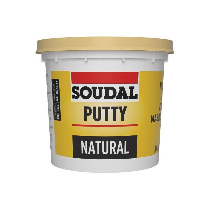 Mastic Vitrier - Mastic non-élastique à base d'huile de lin - Soudal - 5 kg Naturel - Image 1