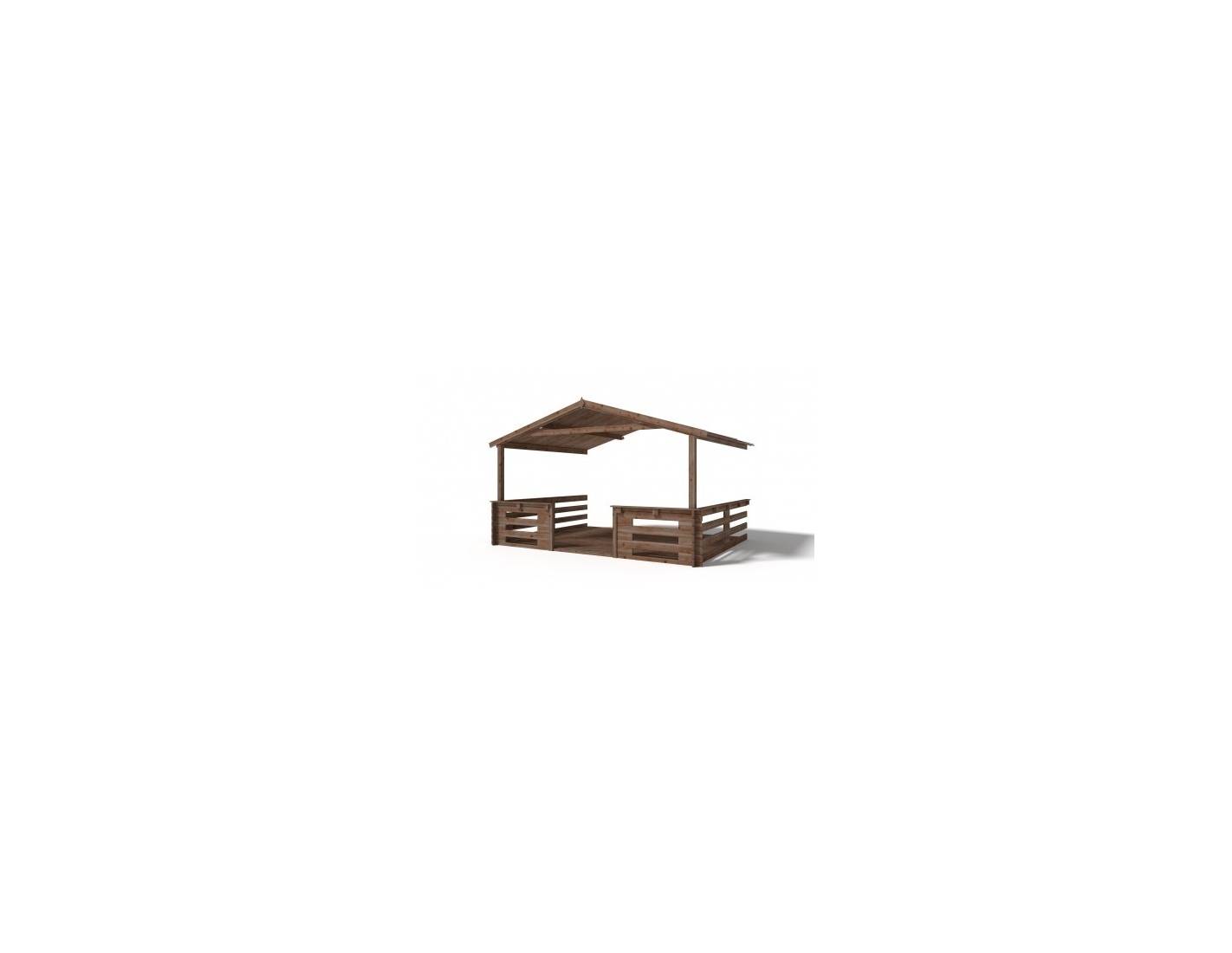 Altanka - Abri de jardin en bois - 4x3 m + terrasse avec balustrade et avant-toit en bois - 24 m2 - Traité - DOM418+DOM541+DOM542+POD05 - ALTANKA - Image 5