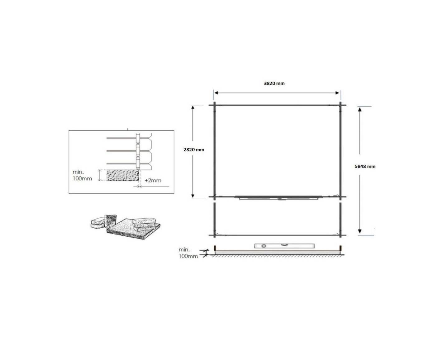 Altanka - Abri de jardin en bois - 4x3 m + terrasse avec balustrade et avant-toit en bois - 24 m2 - Traité - DOM418+DOM541+DOM542+POD05 - ALTANKA - Image 3
