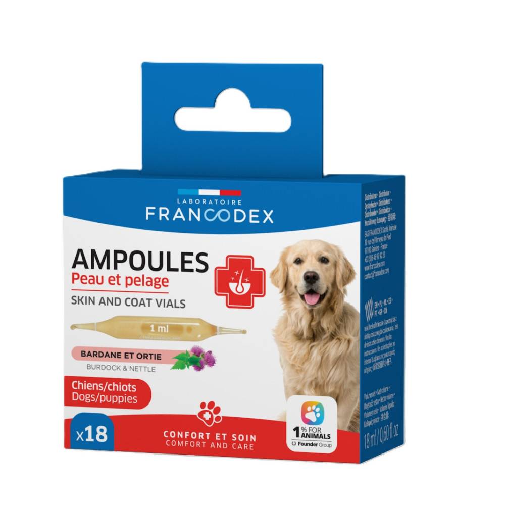 Francodex - Ampoules Peau et Pelage 18 x 1 ml Pour Chiots et Chiens - Image 1
